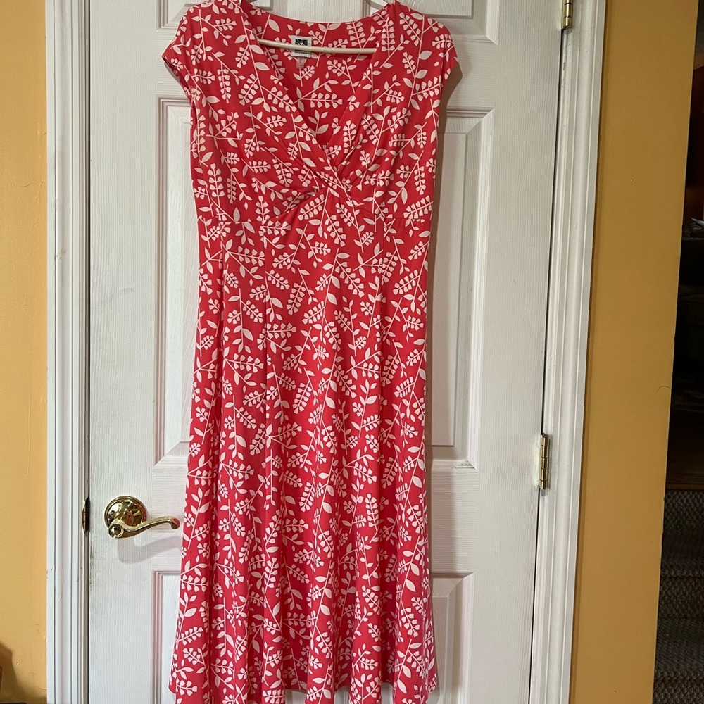 Ann Klein Coral and White Floral Women's Dress